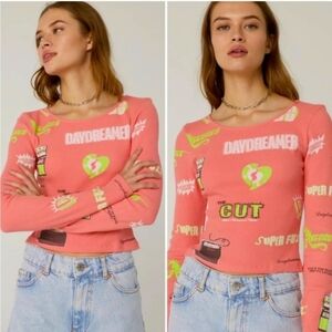 138. Daydreamer | Amplified Thermal Long Sleeve Top – Pink – Size XL